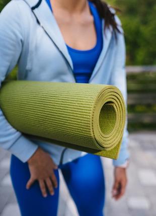 Килимок для йоги та фітнесу power system ps-4014 pvc fitness-yoga mat green (173x61x0.6)8 фото