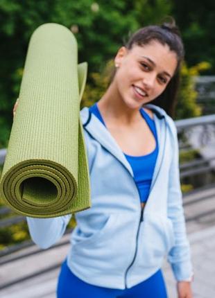 Килимок для йоги та фітнесу power system ps-4014 pvc fitness-yoga mat green (173x61x0.6)7 фото