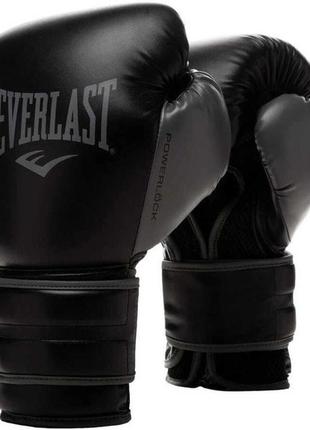 Боксерские перчатки everlast powerlock training gloves черный, серый уни 16 унций (870310-70-816 16)1 фото