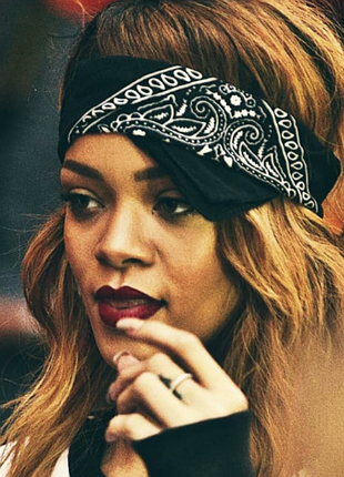 Чёрная бандана, новая, летний аксессуар для волос, шеи, головы, платок