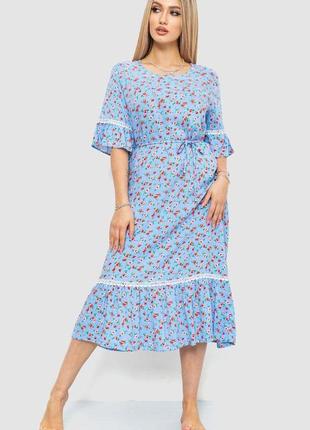 Платье с цветочным принтом 219rt-4095, цвет голубой1 фото