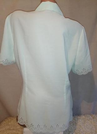 Блуза рубашка с коротким рукавом карманами мятного цвета3 фото