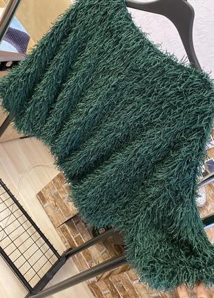 Зелёная нарядная короткая кофта свитер кофточка3 фото