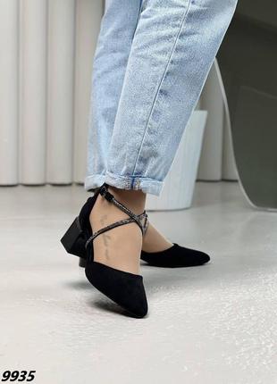 Женские туфли босоножки на устойчивых каблуках с ремешками5 фото