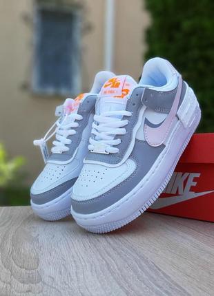 Кросівки жіночі nike air force 1 shadow білі з сірим