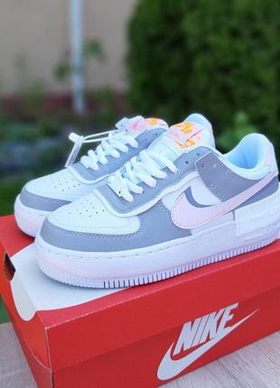 Кроссовки женские nike air force 1 shadow белые с серым4 фото