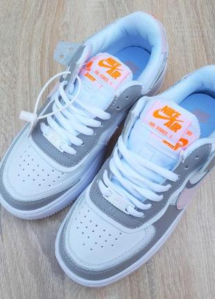 Кроссовки женские nike air force 1 shadow белые с серым2 фото