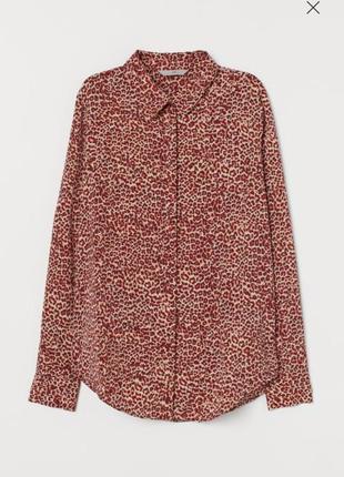Рубашка красная в анималистичный принт h&m блуза рубашка свободная