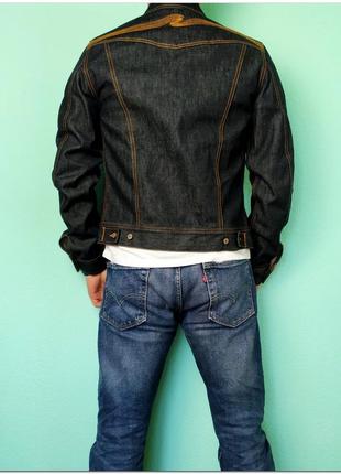Мужская джинсовая куртка джинсовка nudie jeans conny dry из сырого денима5 фото