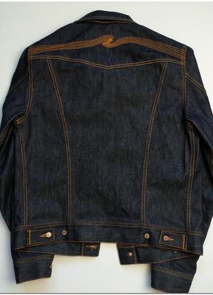 Мужская джинсовая куртка джинсовка nudie jeans conny dry из сырого денима7 фото
