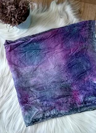 Хустка шаль косинка великий різнобарвний фіолетовий тай-дай