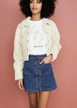 Джинсовая синяя юбка на пуговицах h&m