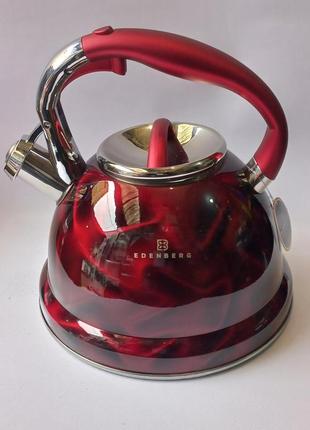 Чайник со свистком edenberg eb-1911red красный 3л1 фото