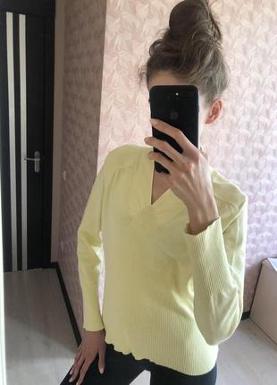Жовта кофта реглан светер лимонна желтый лимонный лонгслив кофта кофточка реглан блуза