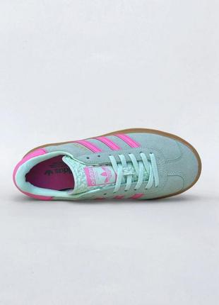 Женские кроссовки бирюза с розовым adidas gazelle mint8 фото