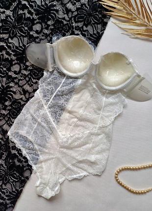 Боди женское кружевное белое, бодик на силиконовых чашках с открытой спинкой asos fashion forms асос8 фото