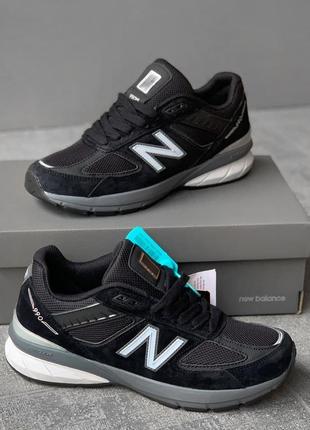 Кросівки чорні замшеві new balance 990v5 black