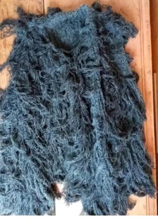Безрукавка вязанная плетёная бахромой хиппи бохо1 фото