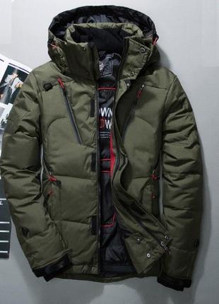 Стильный мужской пуховик хаки
