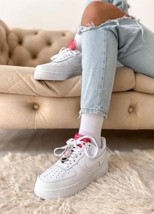 Шикарні кросівки nike air force 1 lx white lace red кросівки8 фото