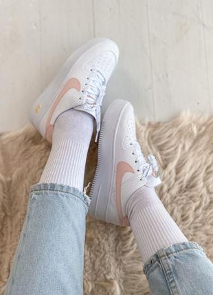 Кроссовки nike air force sage white/pink reflective logo  кросівки рефлективные9 фото