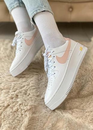 Кроссовки nike air force sage white/pink reflective logo  кросівки рефлективные