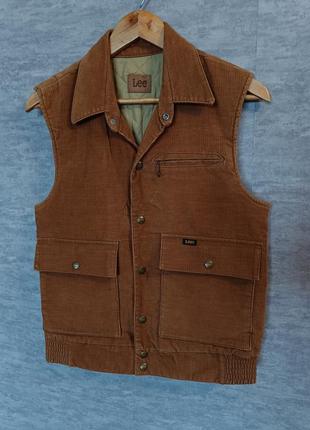 Винтажная вельветовая ждинсовая жилетка жилет 70х. lee vintage corduroy vest made in usa falcon zipper1 фото