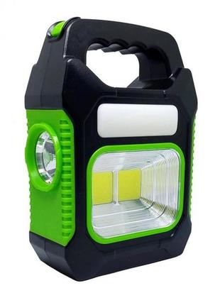 Портативний ліхтар лампа jy-978b акумуляторний із сонячною панеллю + power bank. колір: зелений2 фото