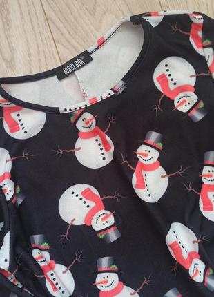 Свободное новогоднее платье со снеговиками3 фото