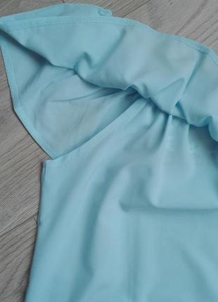 Летнее голубое платье с воланом3 фото