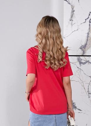 Женская коралловая базовая яркая качественная футболка в стиле lv лв2 фото