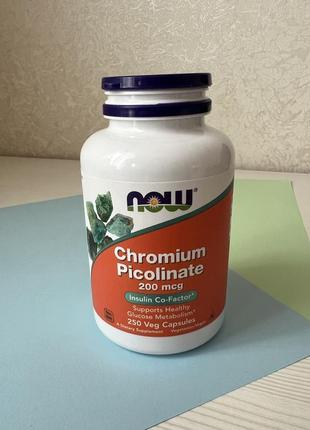 Хром пиколинат пиколинат хрома now chromium picolinate 200mcg 250 veg capsules