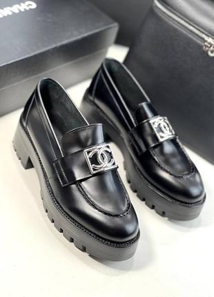 Лофери chanel  натуральна шкіра 36-40 повномірні  коробка , пильовик , картки1 фото