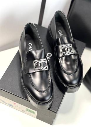 Лофери chanel  натуральна шкіра 36-40 повномірні  коробка , пильовик , картки3 фото