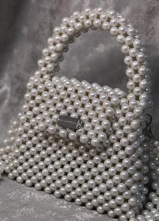 Сумочка из жемчужин, сумочка из бусин, бусин, белая сумочка