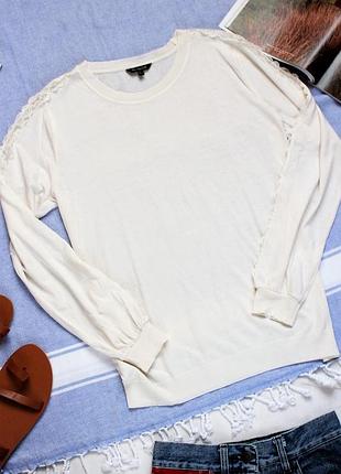 Тонка біла кофта massimo dutti розмір л 40 кофта ажурними рукавами