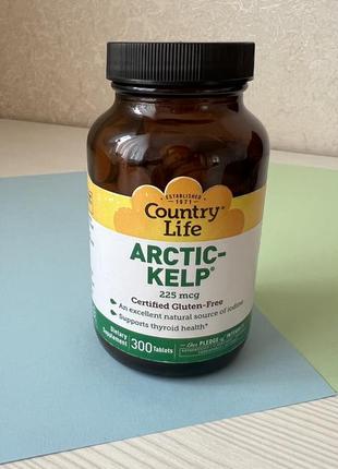 Натуральная добавка country life arctic kelp (норвзкая ламинария) 225 мкг, 300 таблеток