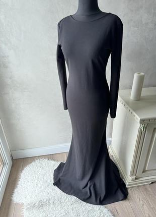 Черное платье с шлейфом4 фото