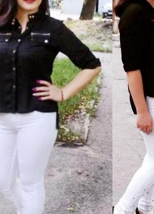 Стильная рубашка черного цвета (шифон) размер с-м