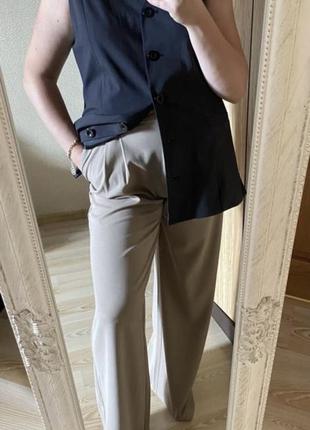 Новые модные шикарные кофейные брюки палаццо на высокой посадке 52-54 р