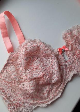 Красивый кружевной розовый бюстгалтер эротическое женское бельё шикарный лиф на пышную грудь 80 85 g1 фото