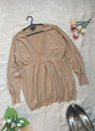 Пуловер/161120//h&m-mama туніка пуловер кофта пог 55 vвиріз об'ємний люрекс золотистий