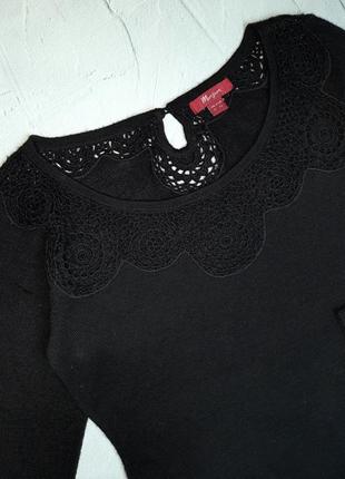 🎁1+1=3 стильный черный шерстяной свитер с кружевной вставкой monsoon, размер 44 - 463 фото