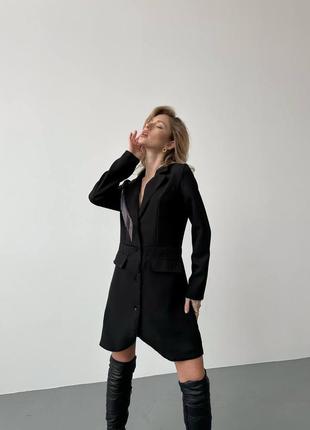 Платье пиджака с бахромой 💕 черное платье пиджак 💕3 фото