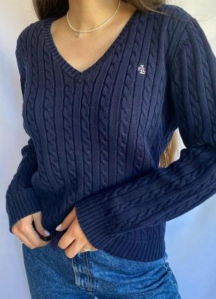 Синій джемпер/пуловер з v- подібним комірцем