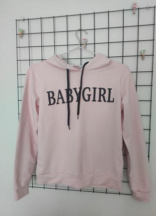 Весеннее худи с капюшоном в нежно розовом цвете