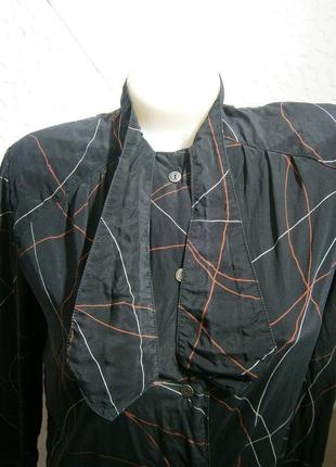 Свободный шелк симпатичная блузка винтаж с бантом полоску воротник стойка6 фото