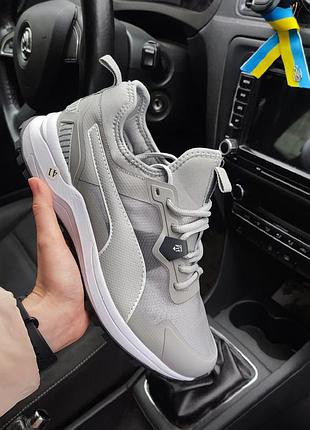 Чоловічі кросівки puma optifit grey white сірі кеди пума весняні осінні демісезонні демісезон відмінна якість низькі водонепроникні нейлон1 фото