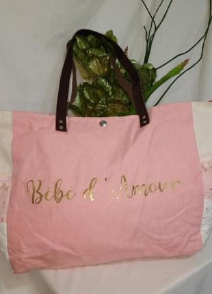 Большая текстильная сумка bebe l  `amour +подарок8 фото