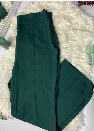 Женские классические брюки прямого кроя с высокой посадкой брюки женские зеленые брюки4 фото